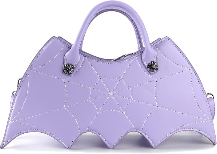 Bat Wing Crossbody Bag for Women – PU Spider Web Shoulder Handbag, Gothic Halloween Purse