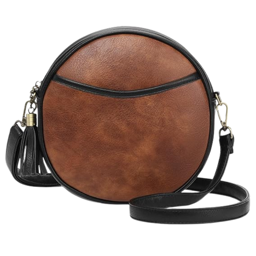 Browm and black small rounded crossbody bag for women